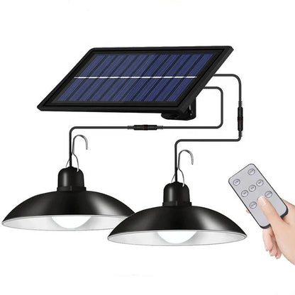 Lampe solaire LED à double tête avec télécommande.