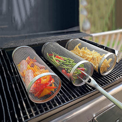 Panier grill rond parfait pour tous les amateurs de cuisine en plein air.