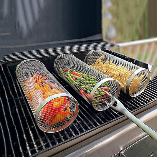 Panier grill rond parfait pour tous les amateurs de cuisine en plein air.