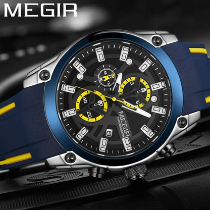 MEGIR - Montre chronographe à cadran 3D pour homme.