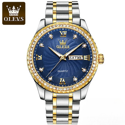 OLEVS 5565– montre-bracelet en acier inoxydable pour hommes.