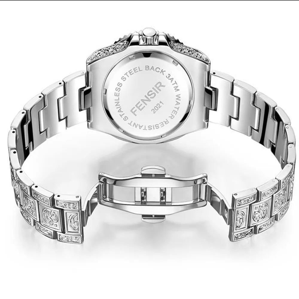 Montre-bracelet classique en acier sculpté pour homme.