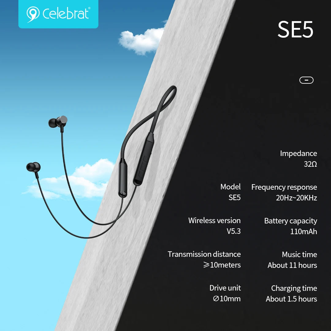 SE5 - Casque tour de cou sans fil Bluetooth.