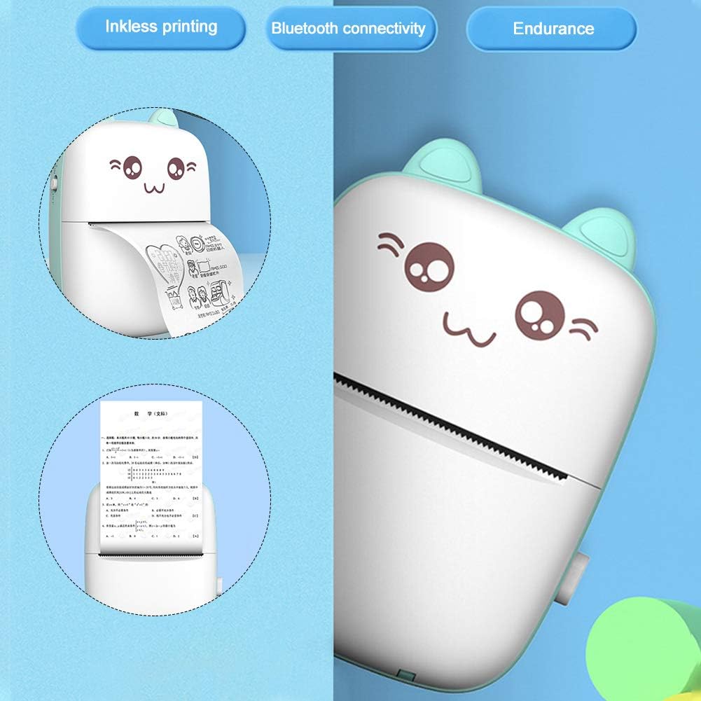 Mini imprimante thermique sans fil Bluetooth en forme de chat mignon.