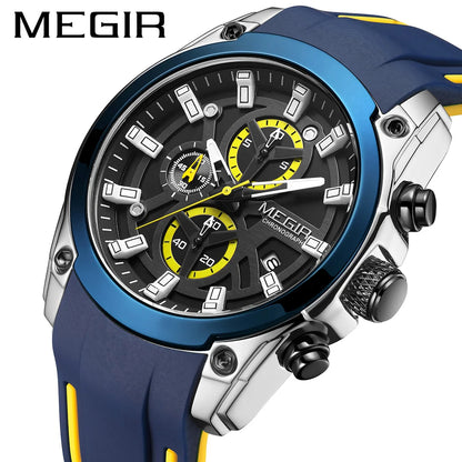 MEGIR - Montre chronographe à cadran 3D pour homme.