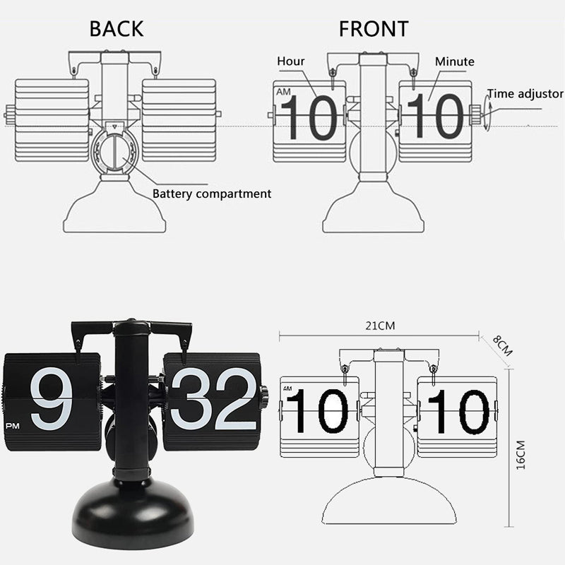 Horloge à chiffres en rotation automatique.