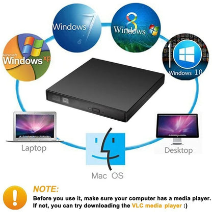 Lecteur CD-RW DVD-RW USB 2.0 fin et portable.