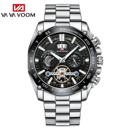 Montre-bracelet solide en acier inoxydable pour hommes.