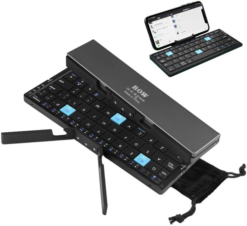 Mini clavier Bluetooth pliable B.O.W avec support magnétique.