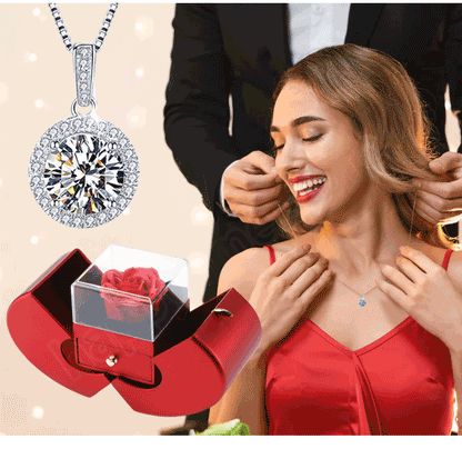 Collier femme brillant avec coffret cadeau magique.