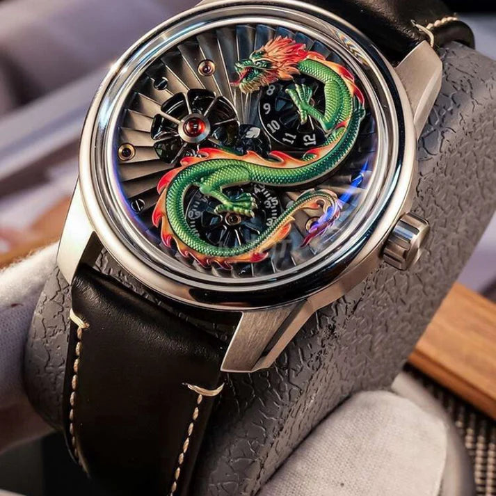 OBLVLO-DRAGON-VERT Montre Pour Homme.