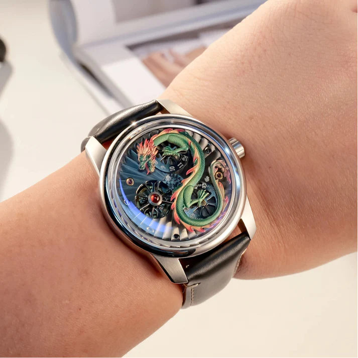 OBLVLO-DRAGON-VERT Montre Pour Homme.