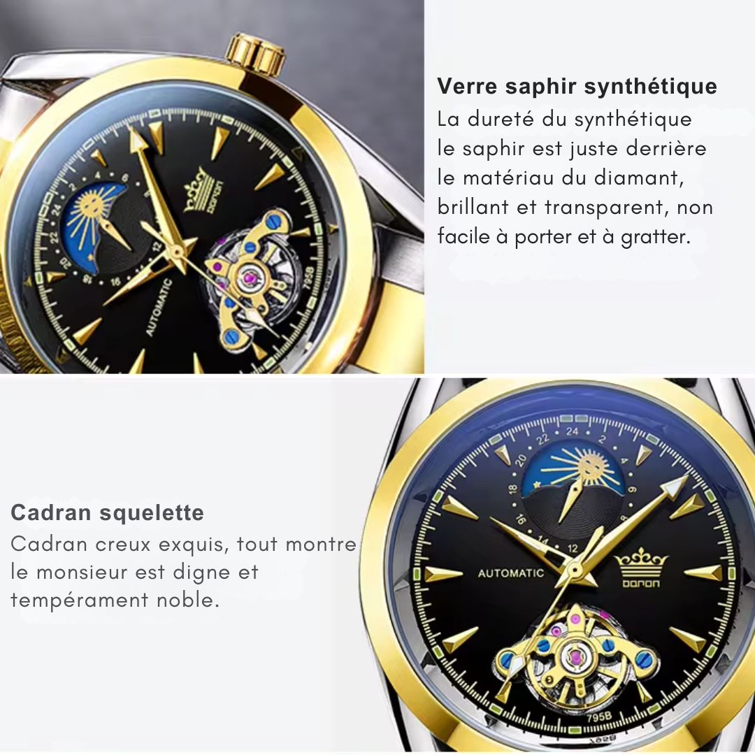 Montre de luxe pour hommes avec mécanisme mécanique automatique.