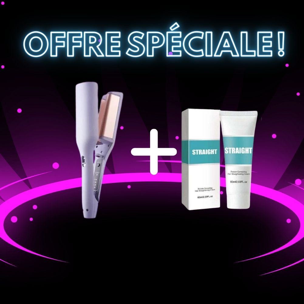 Offre exclusive : Fer à friser French wave + crème lissante Silk Gloss à prix unique !