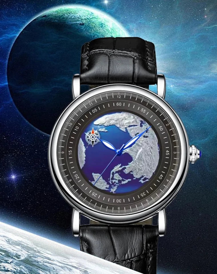 Montre Blue Planet pour homme moderne.