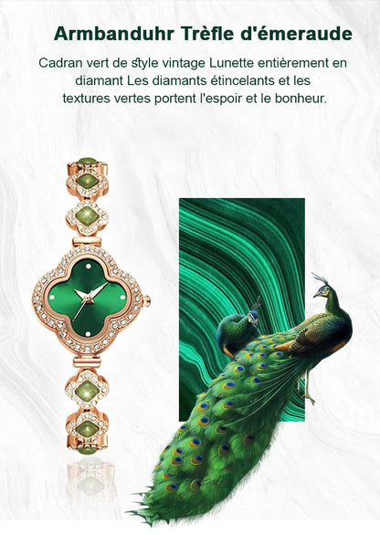 Montre-Bracelet Trèfle Émeraude 🍀 pour femme.