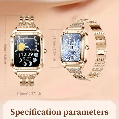 Montre intelligente pour femme avec deux bracelets.