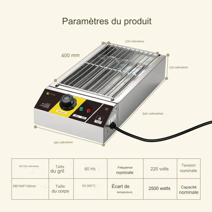 Grill électrique en acier inoxydable.