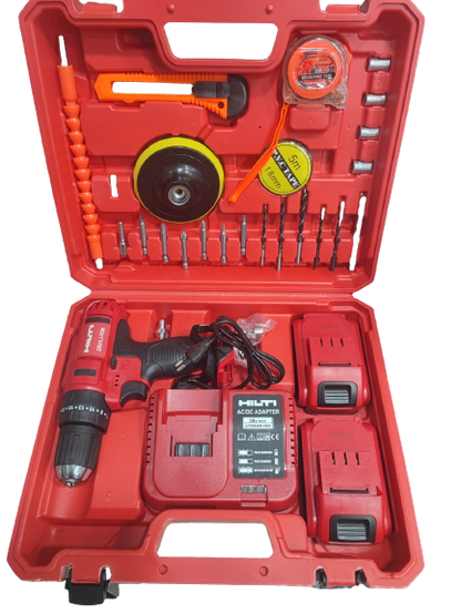 Kit Perceuse - Visseuse Sans Fil rechargeable Hilti avec 28 pièces.